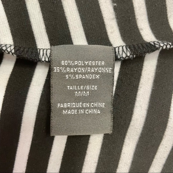 SUZY SHIER Black White Stripe Pleated Fit-And-Flare Mini Dress Women’s Medium - Picture 6 of 6